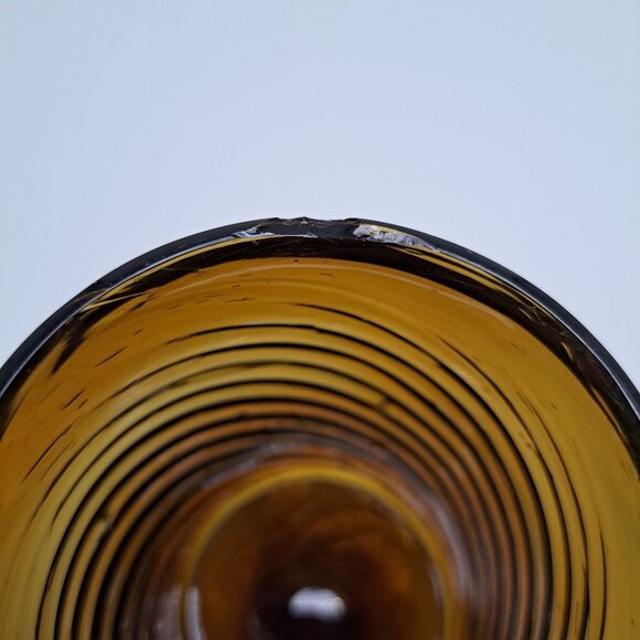 Mexican Hand-Blown Amber Brown Drinking Glass With Swirl Design - Picture 8 of 14